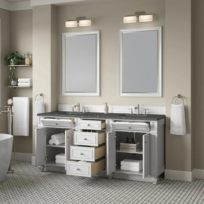 Bristol 72" Double Vanity, Bright White w/ 3 CM Parisien Bleu Silestone Top
