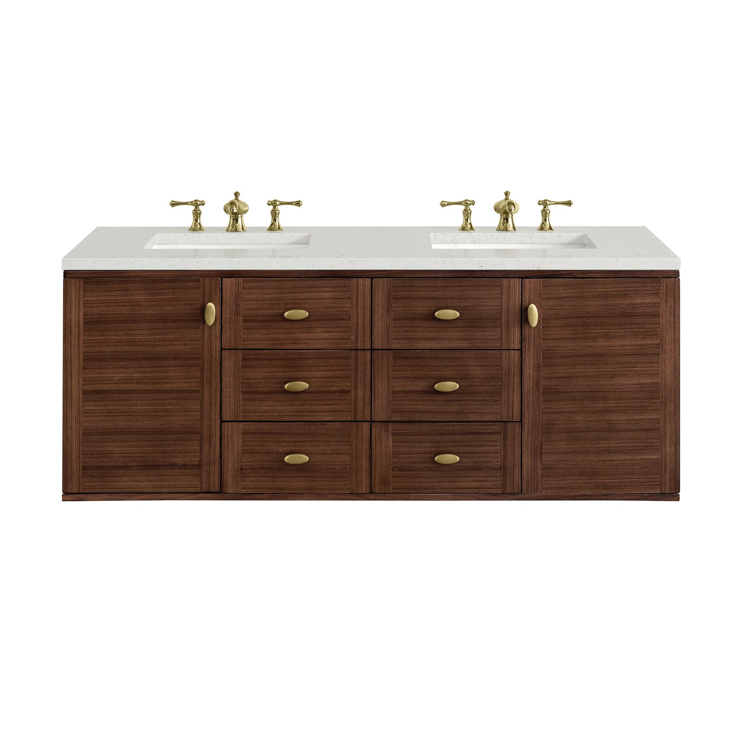 Renovate for Less Atlanta Amberly 60" Double Vanity, Mid-Century Walnut w/ 3 CM Lime Delight Top