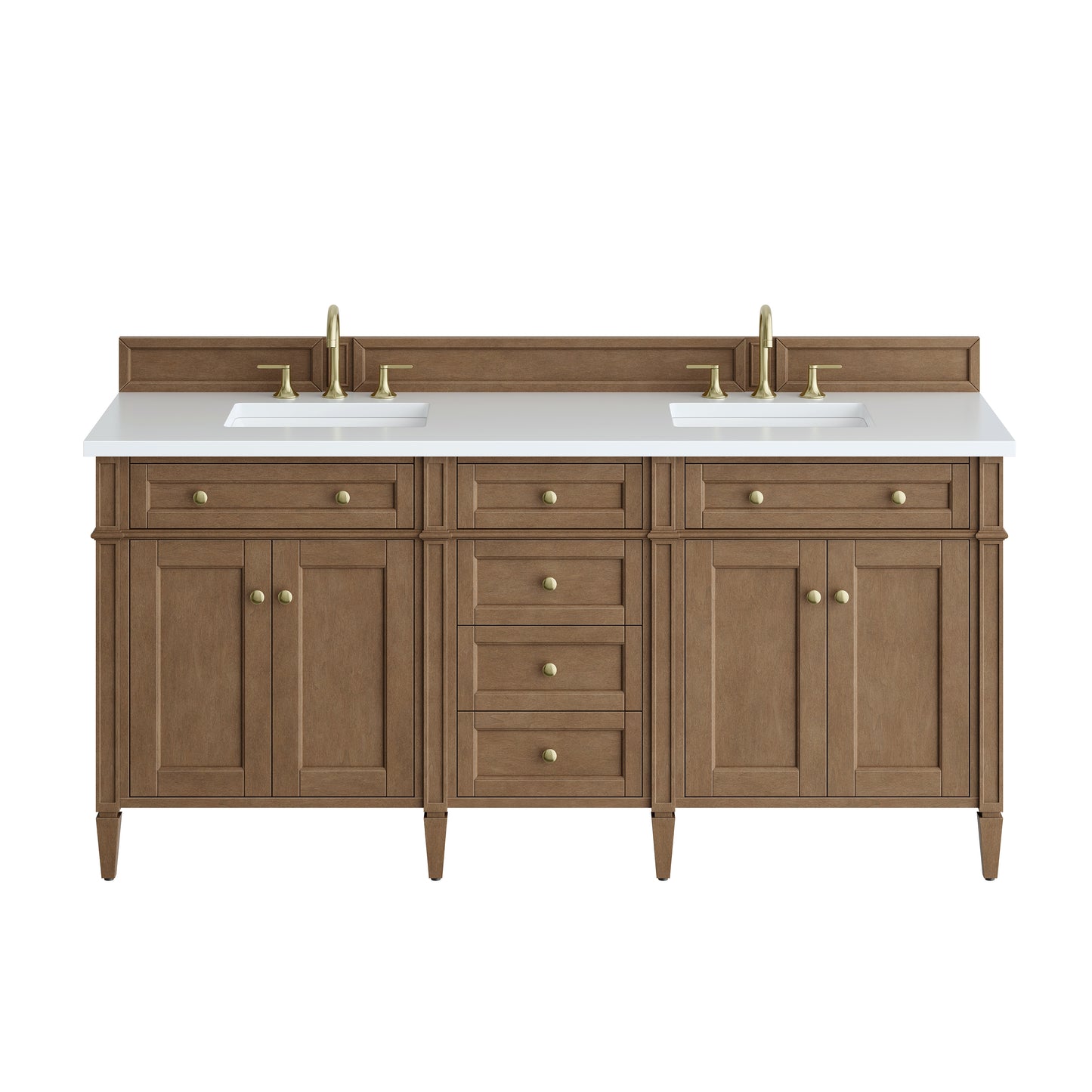 Renovate for Less Atlanta Brittany 72" Double Vanity, Pecan w/ 3 CM White Zeus Silestone Top