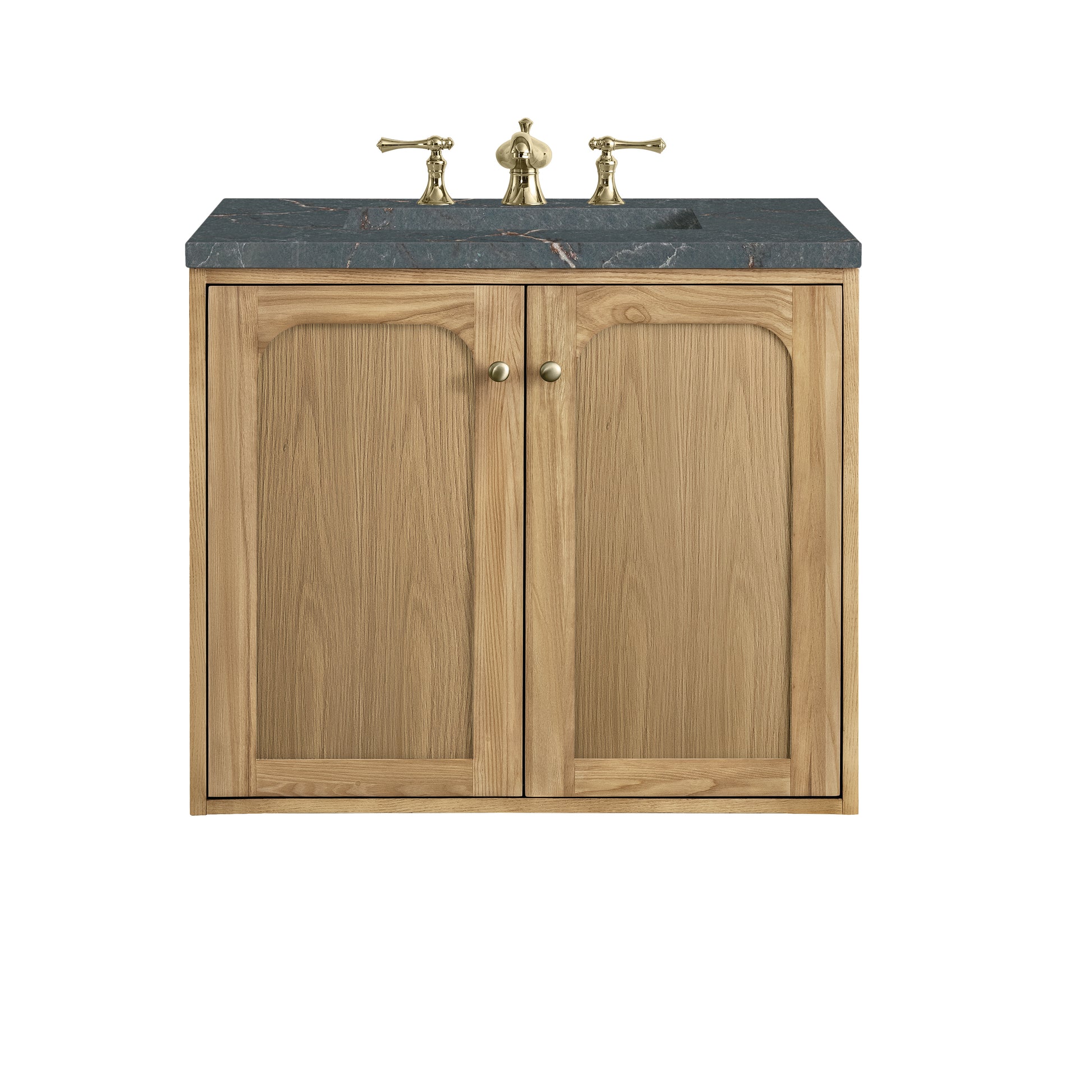 Renovate for Less Atlanta Laurent 30" Single Vanity, Light Natural Oak w/ 3 CM Parisien Bleu Top