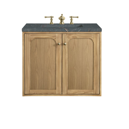 Renovate for Less Atlanta Laurent 30" Single Vanity, Light Natural Oak w/ 3 CM Parisien Bleu Top