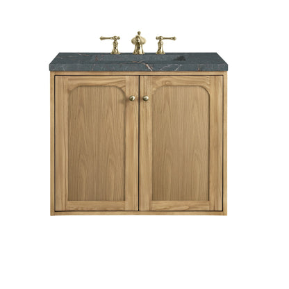 Laurent 30" Single Vanity, Light Natural Oak w/ 3 CM Parisien Bleu Top