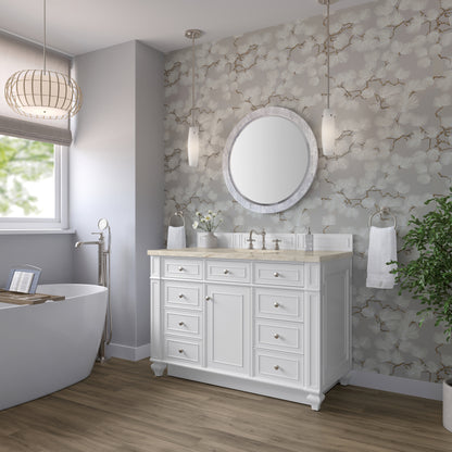 Renovate for Less Atlanta Bristol 48" Single Vanity, Bright White, w/ 3 CM Tajnar Eclos Top