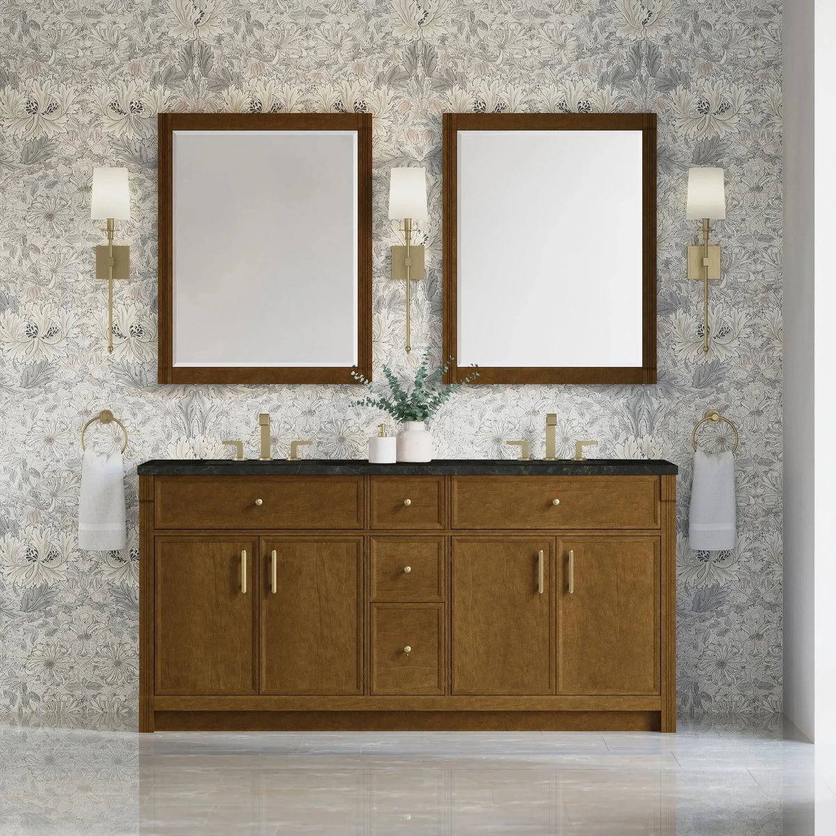 Bellshire 72" Double Vanity, Honey Oak w/ 3 CM Phantome Eclos Top