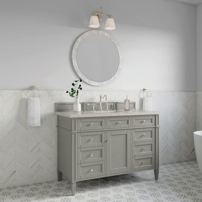 Renovate for Less Atlanta Brittany 48" Single Vanity, Urban Gray, w/ 3 CM Siberian Silestone Top