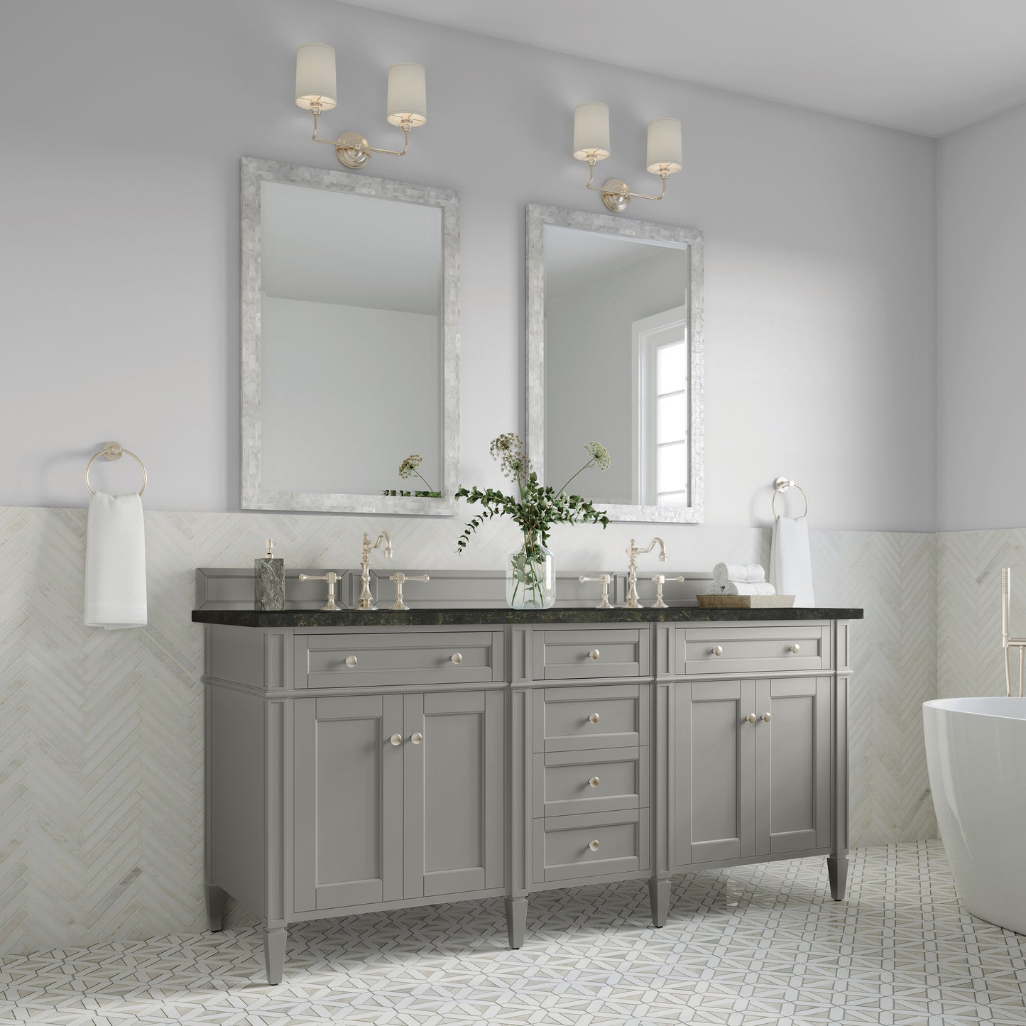Renovate for Less Atlanta Brittany 72" Double Vanity, Urban Gray, w/ 3 CM Phantome Eclos Top