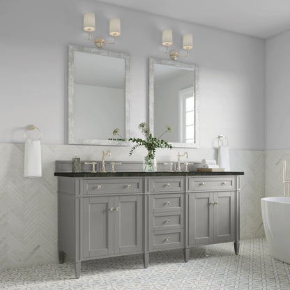 Brittany 72" Double Vanity, Urban Gray, w/ 3 CM Phantome Eclos Top