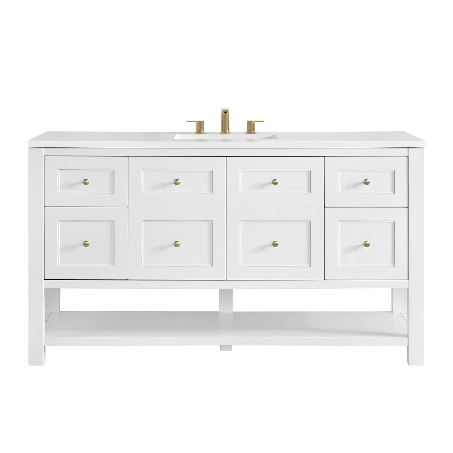 Renovate for Less Atlanta Breckenridge 60" Single Vanity, Bright White, w/ 3 CM White Zeus Quartz Top