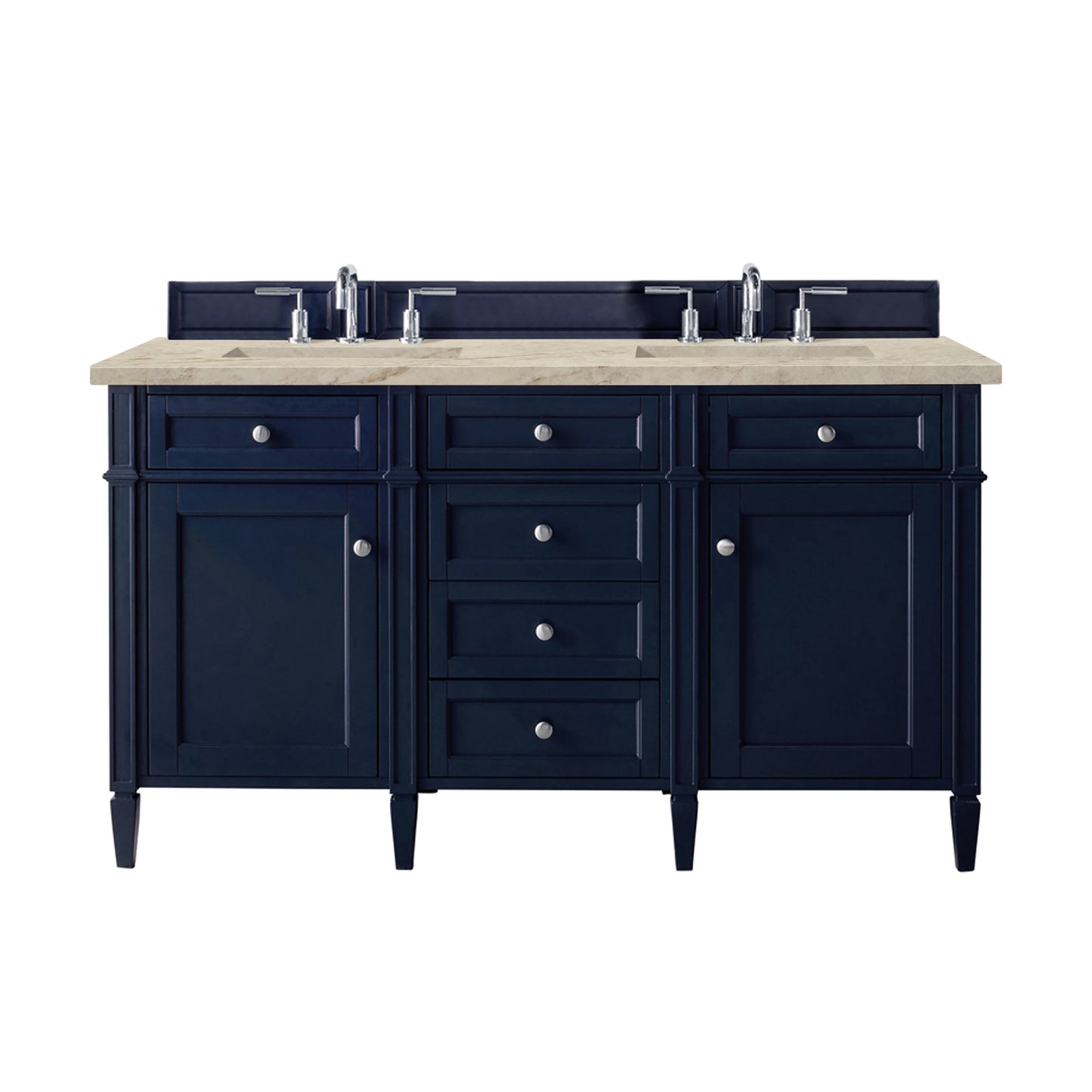 Renovate for Less Atlanta Brittany 60" Double Vanity, Victory Blue, w/ 3 CM Tajnar Eclos Top w/FreePower Wireless Charger
