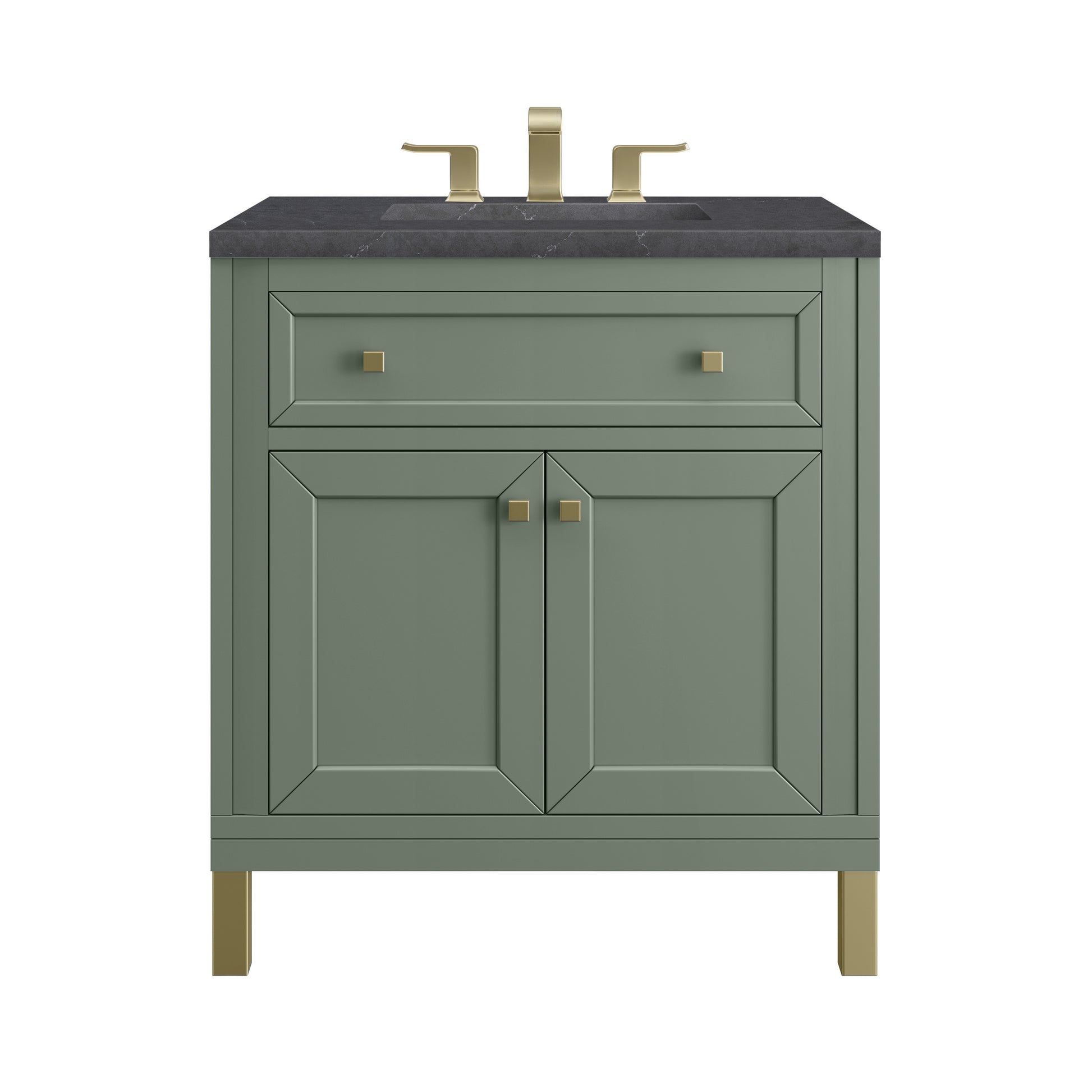 Renovate for Less Atlanta Chicago 30" Single Vanity, Smokey Celadon, w/ 3 CM Charcoal Soapstone Silestone® Top