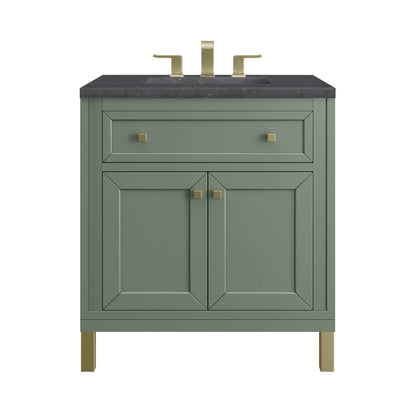 Renovate for Less Atlanta Chicago 30" Single Vanity, Smokey Celadon, w/ 3 CM Charcoal Soapstone Silestone® Top
