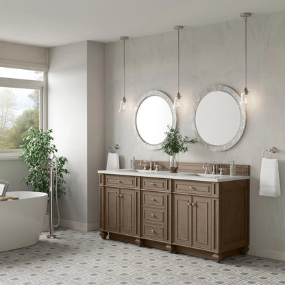 Bristol 72" Double Vanity, Whitewashed Walnut w/ 3 CM Lime Delight Silestone Top