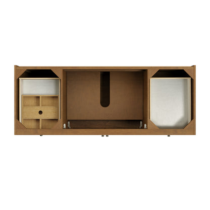 Renovate for Less Atlanta Laurent 60" Single Vanity, Honey Oak w/ 3 CM Siberian Silestone Top w/FreePower Wireless Charger