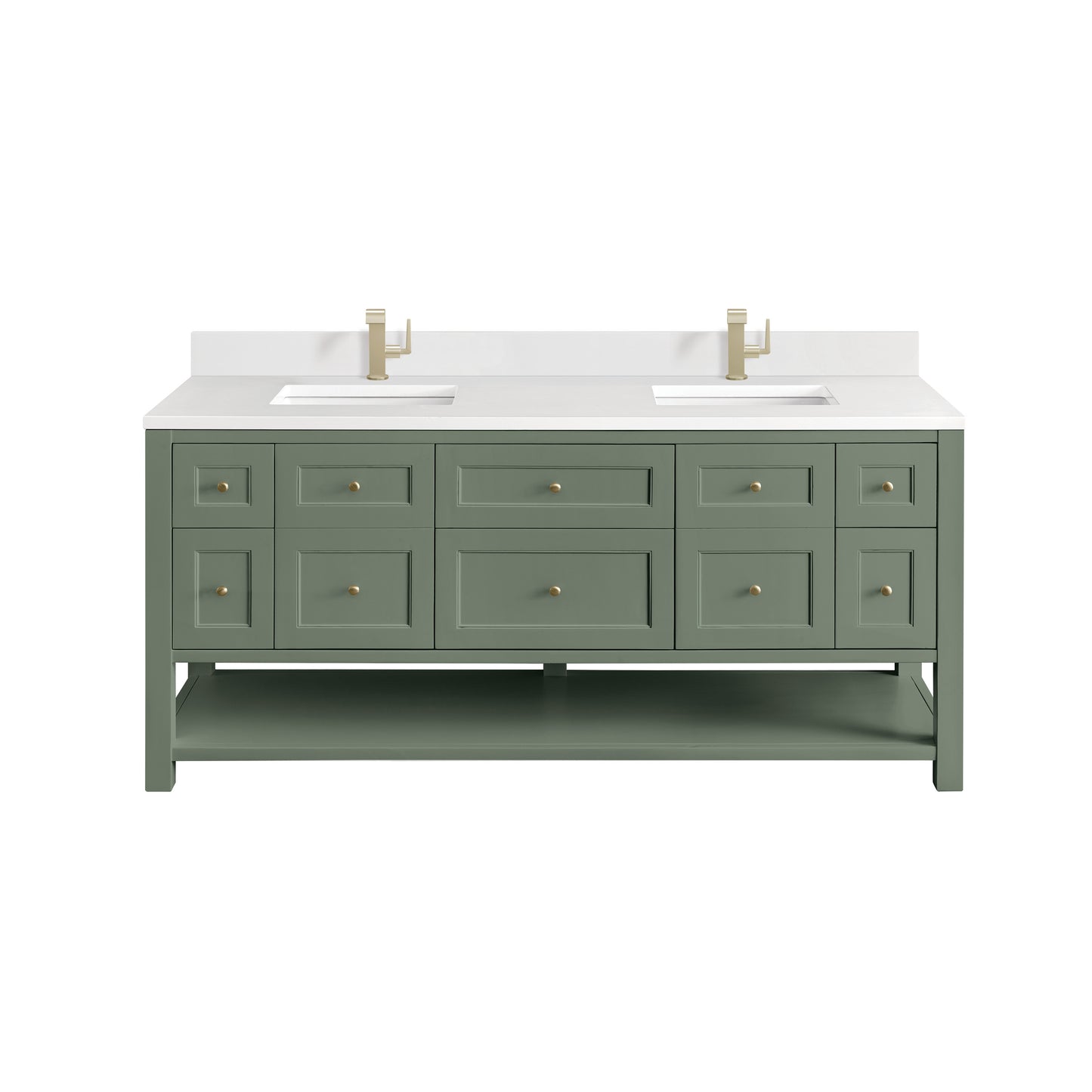 Renovate for Less Atlanta Breckenridge 72" Double Vanity, Smokey Celadon w/ Single Hole 3 CM White Zeus Top & Backsplash
