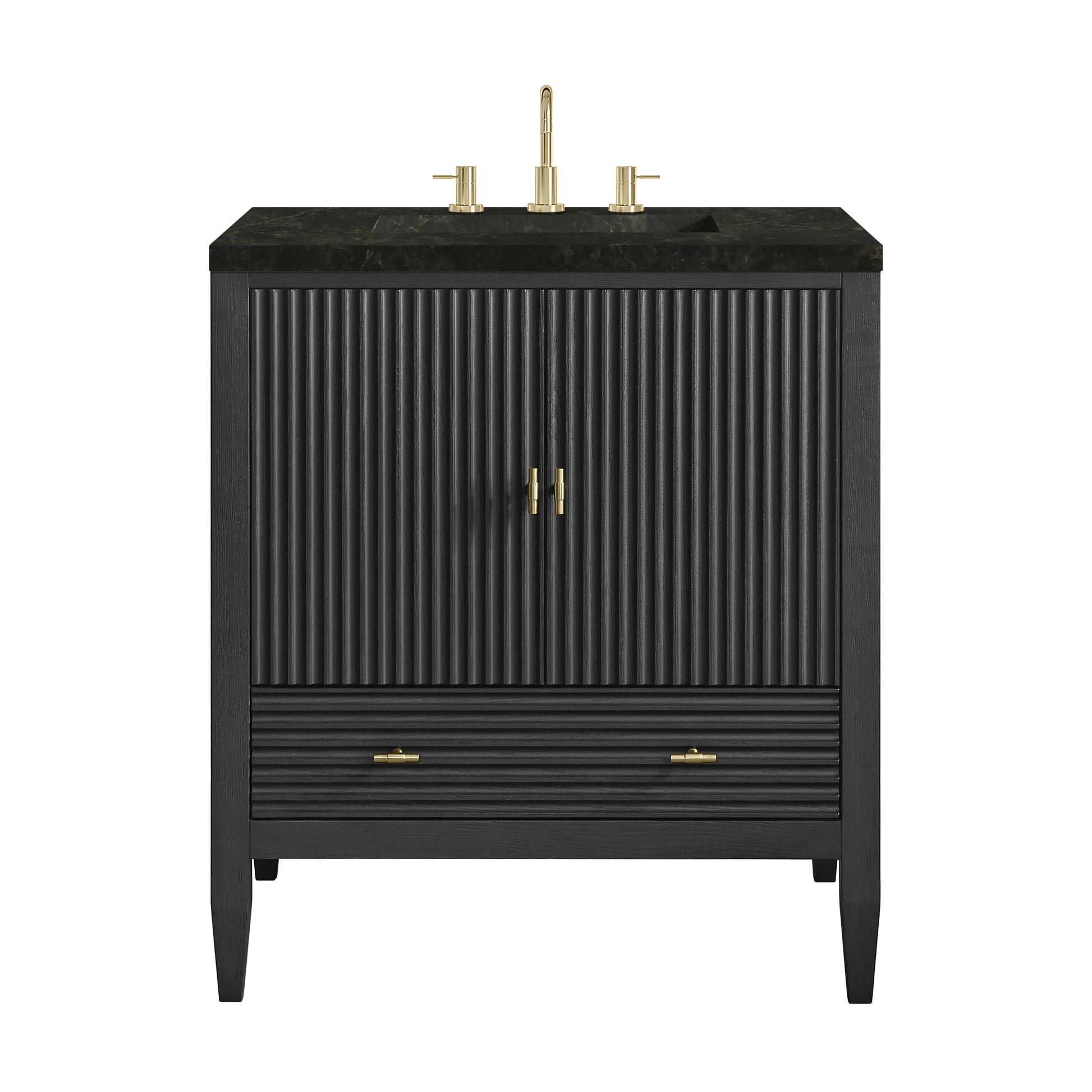 Renovate for Less Atlanta Myrrin 30" Single Vanity, Carbon Oak w/ 3 CM Phantome Eclos Top