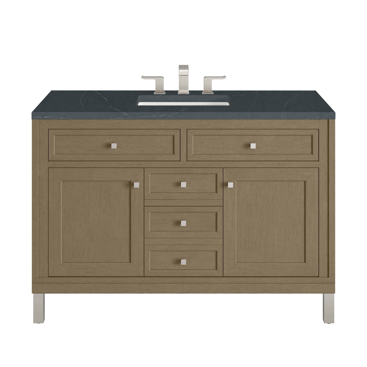 Renovate for Less Atlanta Chicago 48" Single Vanity, Walnut Whisper, w/ 3 CM Charcoal Soapstone Silestone® Top