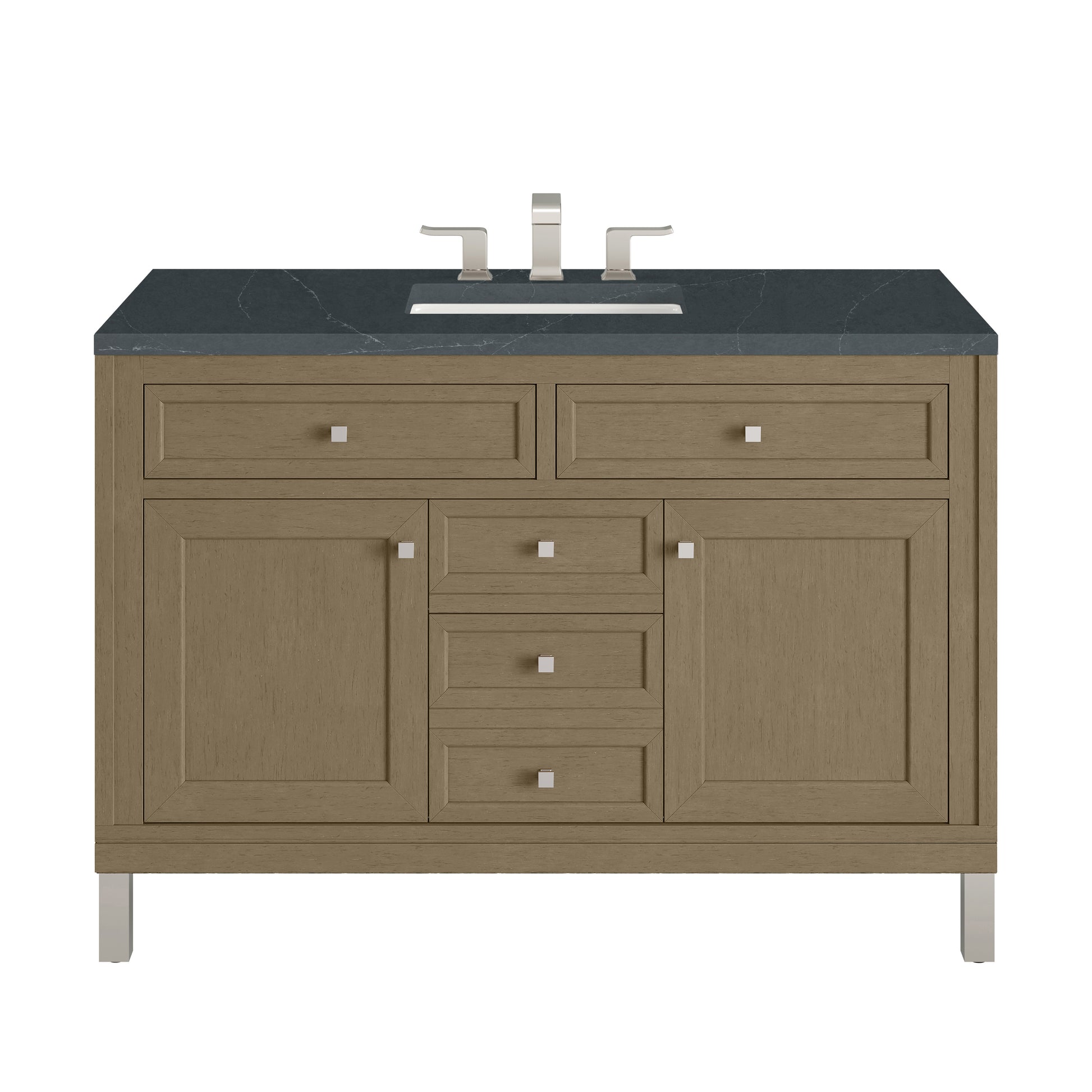 Renovate for Less Atlanta Chicago 48" Single Vanity, Walnut Whisper, w/ 3 CM Charcoal Soapstone Silestone® Top