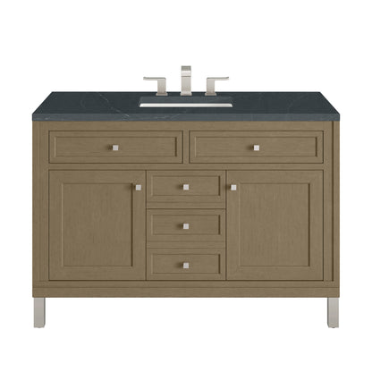 Renovate for Less Atlanta Chicago 48" Single Vanity, Walnut Whisper, w/ 3 CM Charcoal Soapstone Silestone® Top