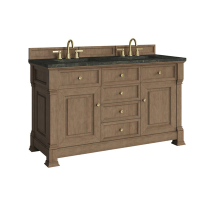 Renovate for Less Atlanta Brookfield 60" Double Vanity, Pecan, w/ 3 CM Phantome Eclos Top