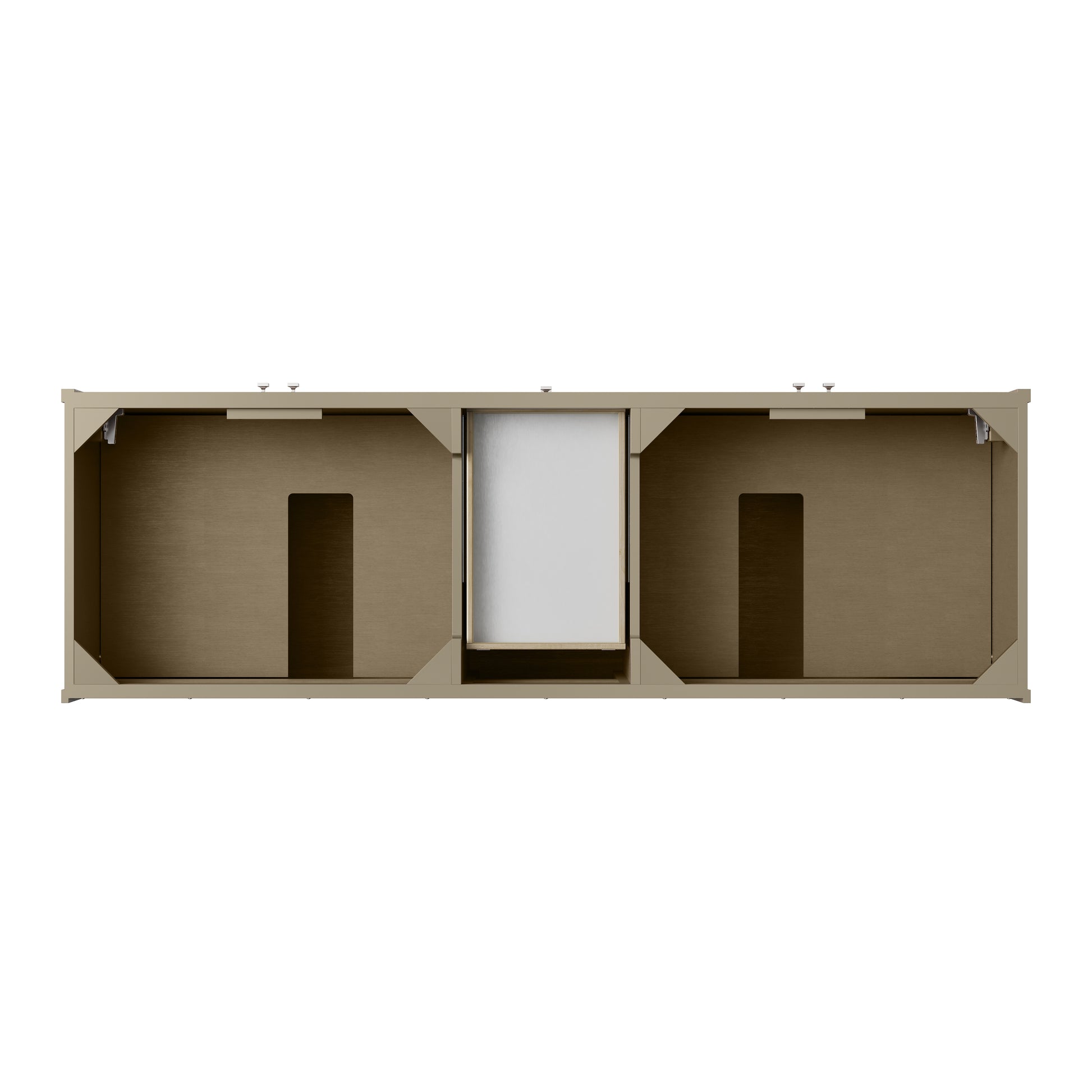 Renovate for Less Atlanta Chicago 72" Double Vanity, Walnut Whisper, w/ Single Hole 3CM White Zeus Silestone® Top & Backsplash