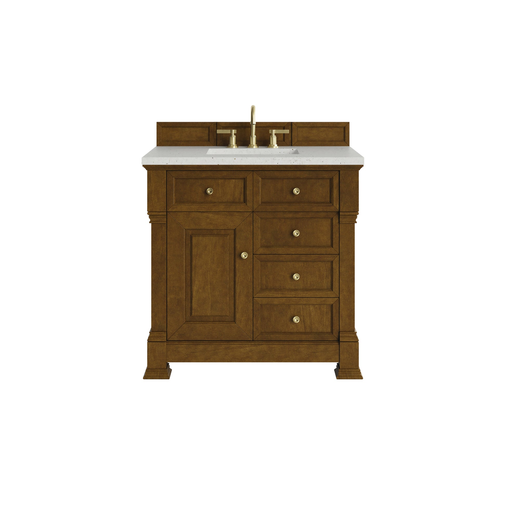 Renovate for Less Atlanta Brookfield 36" Single Vanity, Honey Oak w/ 3 CM Lime Delight Silestone Top