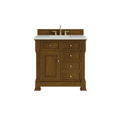Renovate for Less Atlanta Brookfield 36" Single Vanity, Honey Oak w/ 3 CM Lime Delight Silestone Top