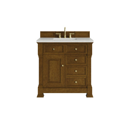 Brookfield 36" Single Vanity, Honey Oak w/ 3 CM Lime Delight Silestone Top