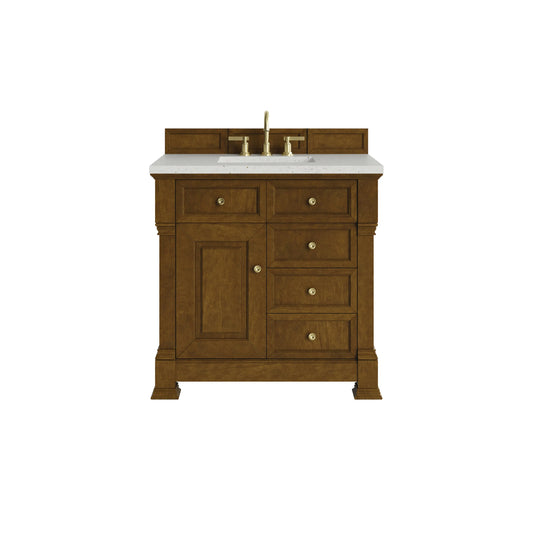 Brookfield 36" Single Vanity, Honey Oak w/ 3 CM Lime Delight Silestone Top