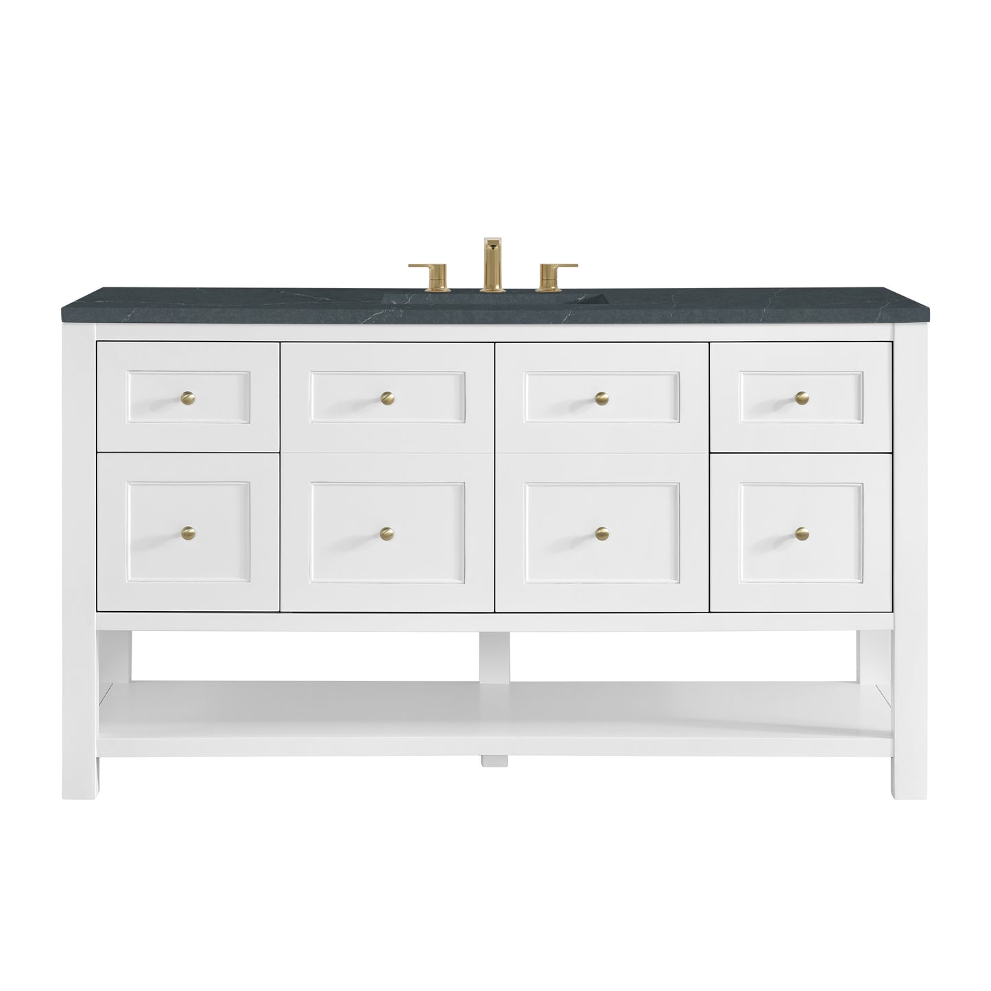 Renovate for Less Atlanta Breckenridge 60" Single Vanity, Bright White, w/ 3 CM Charcoal Soapstone Quartz Top