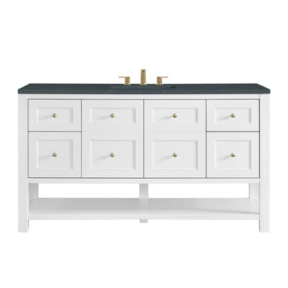 Renovate for Less Atlanta Breckenridge 60" Single Vanity, Bright White, w/ 3 CM Charcoal Soapstone Quartz Top