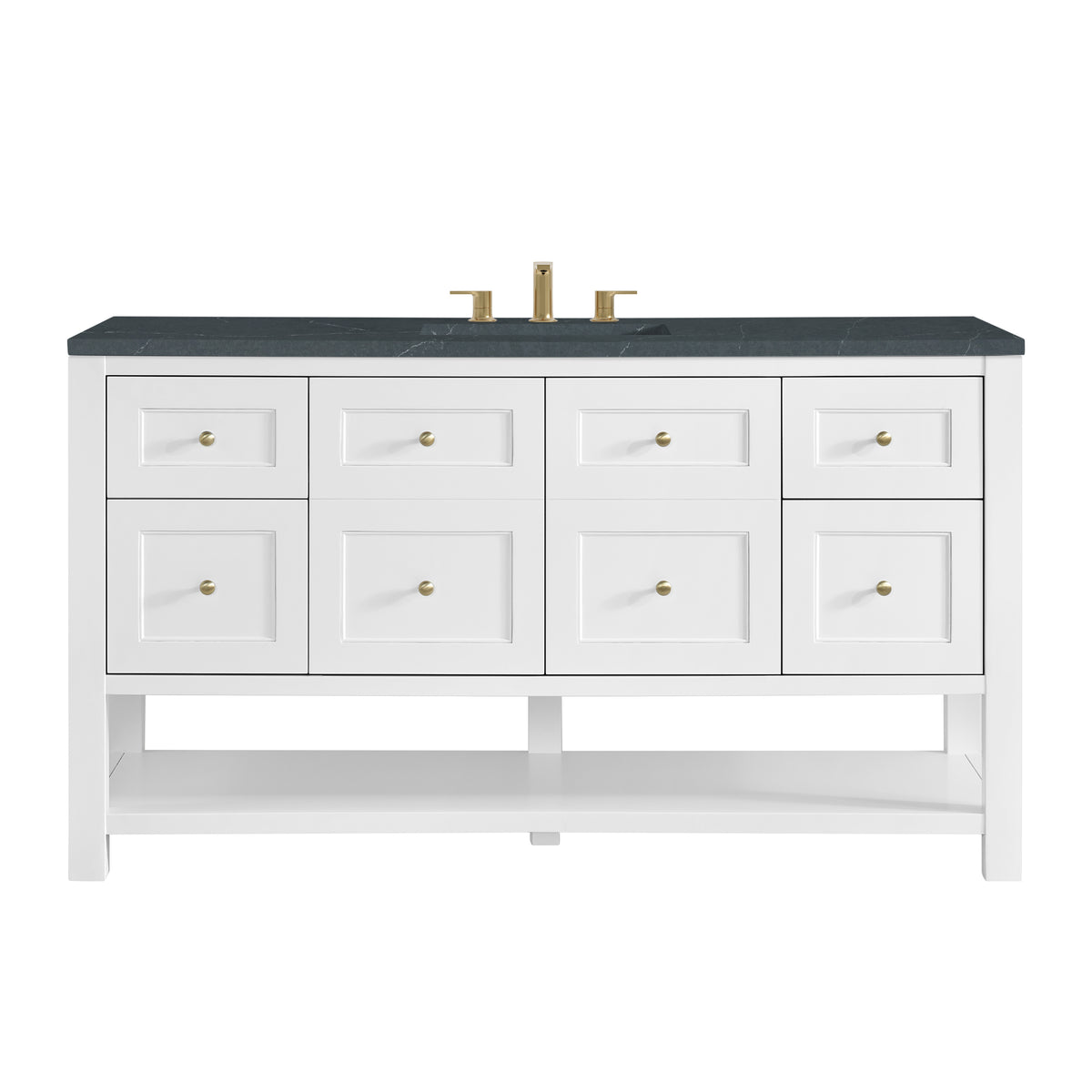 Renovate for Less Atlanta Breckenridge 60" Single Vanity, Bright White, w/ 3 CM Charcoal Soapstone Quartz Top