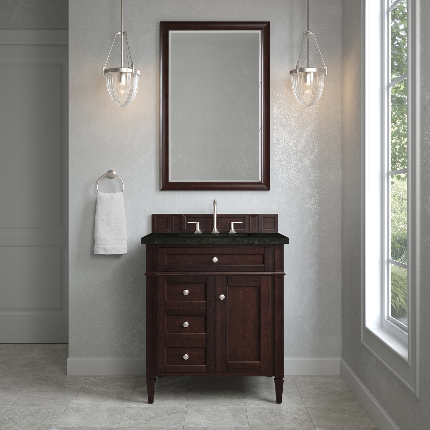 Renovate for Less Atlanta Brittany 30" Single Vanity, Burnished Mahogany, w/ 3 CM Phantome Eclos Top