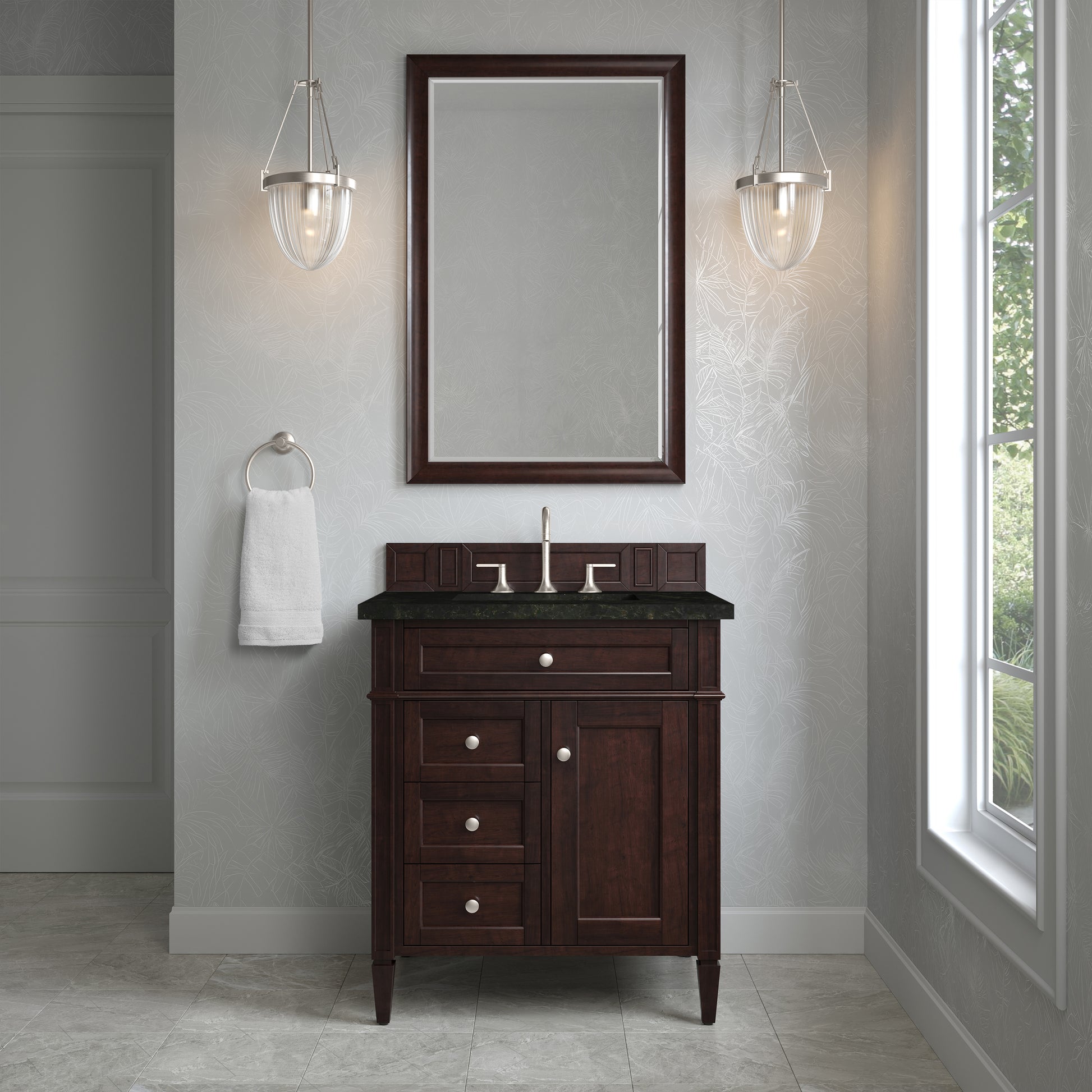 Renovate for Less Atlanta Brittany 30" Single Vanity, Burnished Mahogany, w/ 3 CM Phantome Eclos Top