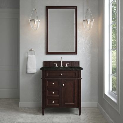Brittany 30" Single Vanity, Burnished Mahogany, w/ 3 CM Phantome Eclos Top