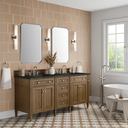 Brittany 72" Double Vanity, Saddle Brown, w/ 3 CM Phantome Eclos Top