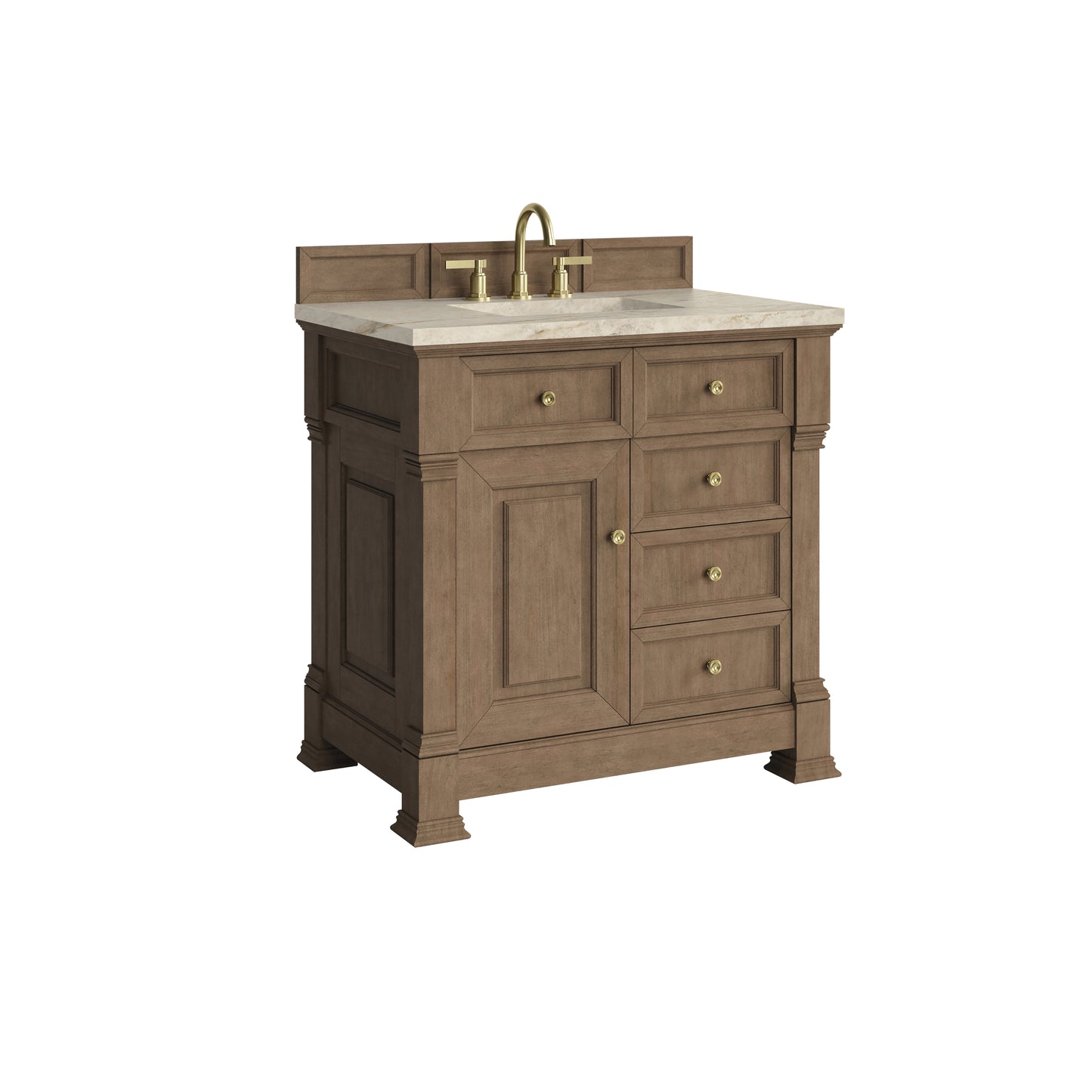 Renovate for Less Atlanta Brookfield 36" Single Vanity, Pecan, w/ 3 CM Tajnar Eclos Top