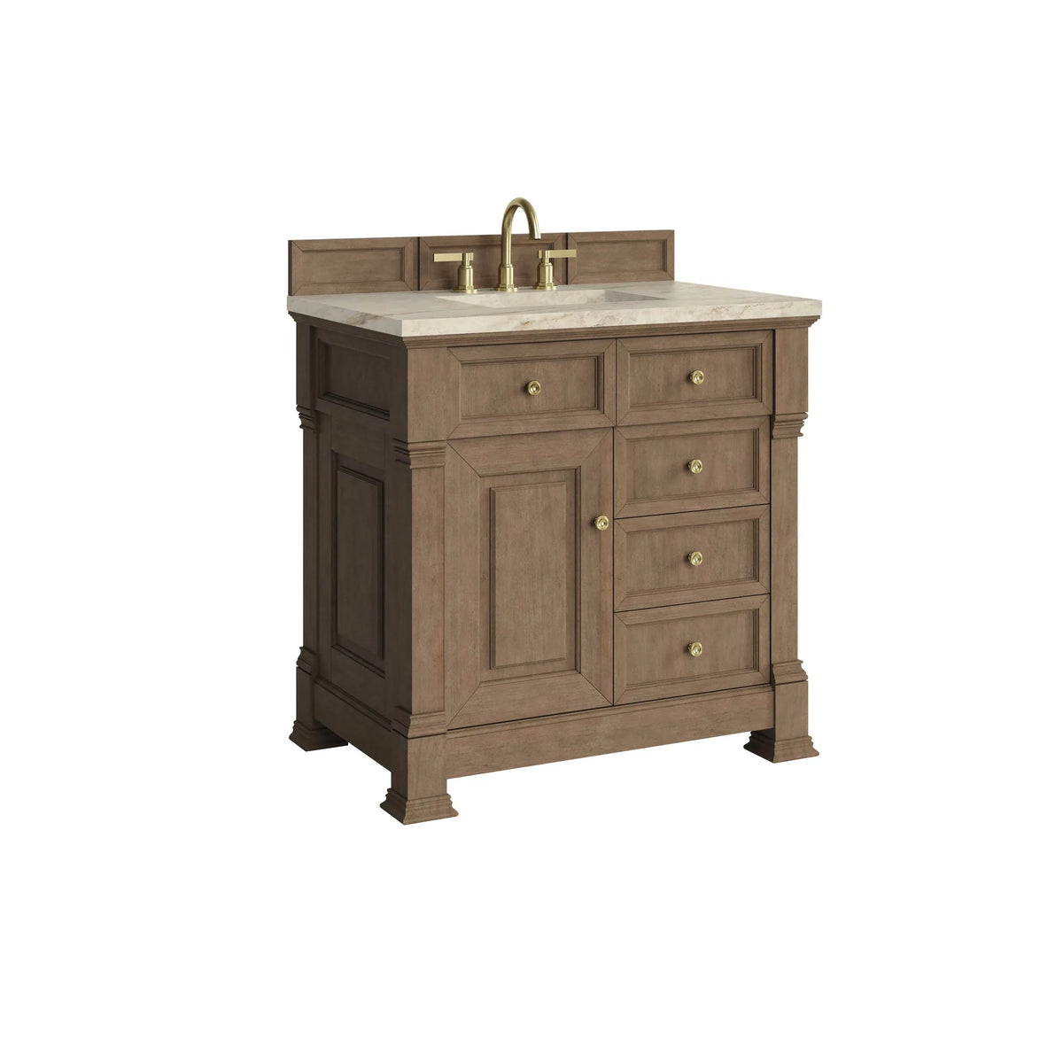 Brookfield 36" Single Vanity, Pecan, w/ 3 CM Tajnar Eclos Top