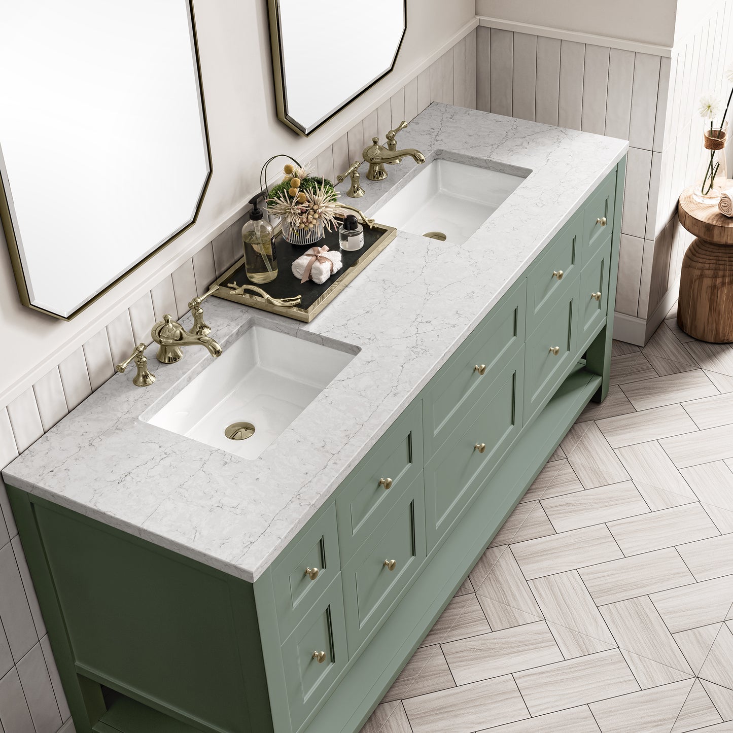 Renovate for Less Atlanta Breckenridge 72" Double Vanity Base Only, Smokey Celadon
