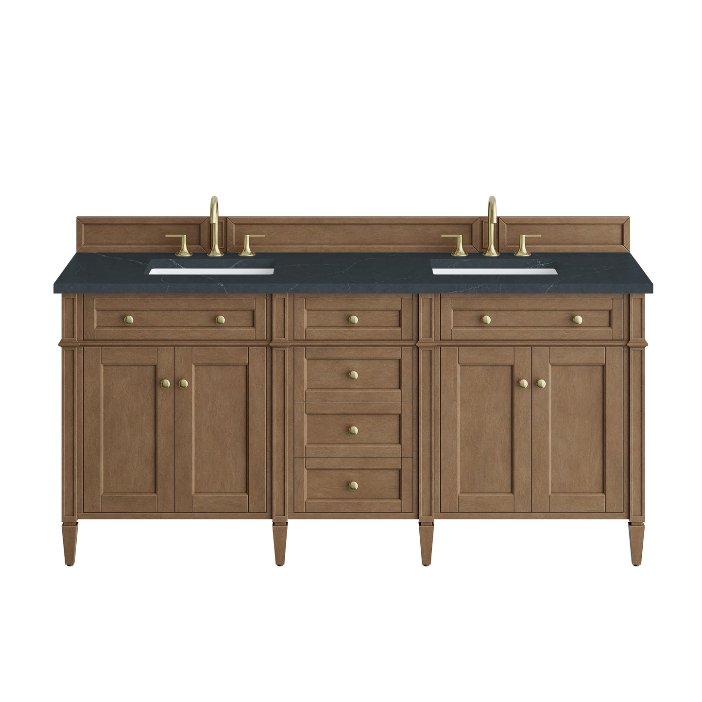 Renovate for Less Atlanta Brittany 72" Double Vanity, Pecan w/ 3 CM Charcoal Soapstone Silestone Top