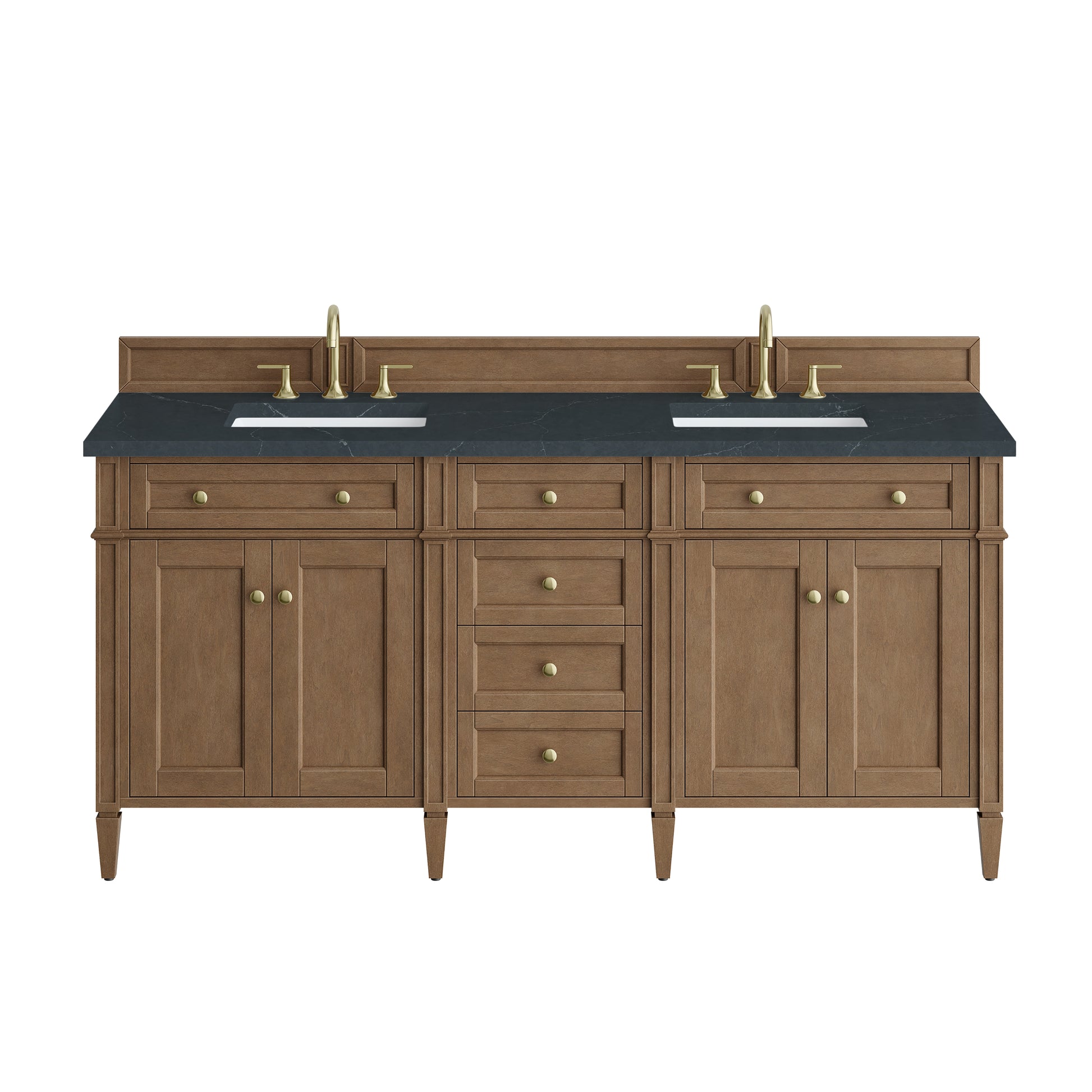 Renovate for Less Atlanta Brittany 72" Double Vanity, Pecan w/ 3 CM Charcoal Soapstone Silestone Top