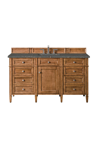 Renovate for Less Atlanta Brittany 60" Single Vanity, Saddle Brown w/ 3 CM Parisien Bleu Silestone Top
