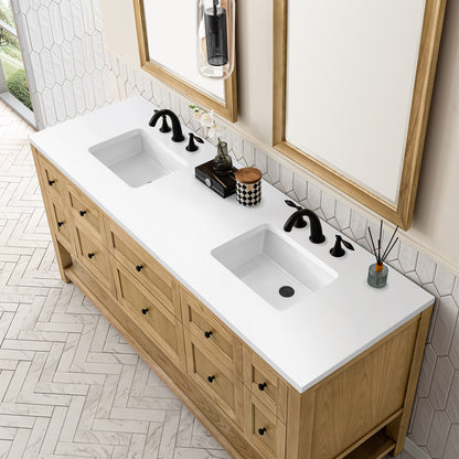 Renovate for Less Atlanta Breckenridge 72" Double Vanity, Light Natural Oak w/ 3 CM White Zeus Top