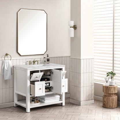 Renovate for Less Atlanta Breckenridge 36" Single Vanity, Bright White w/ 3 CM Victorian Silver Top