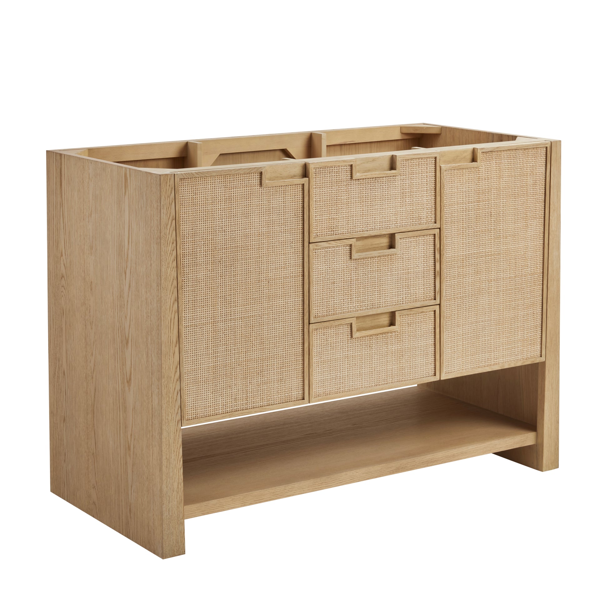 Renovate for Less Atlanta Solene 48" Single Vanity, Seaside Oak, w/ 3 CM Victorian Silver Quartz Top