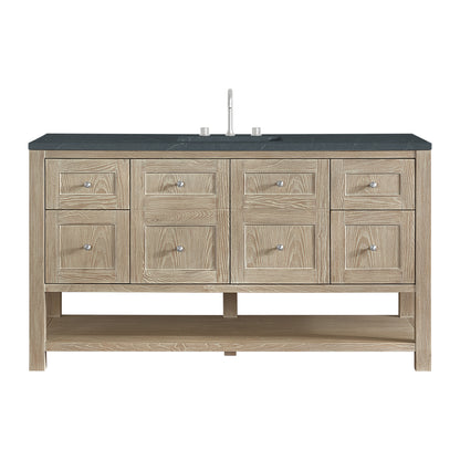 Renovate for Less Atlanta Breckenridge 60" Single Vanity, Whitewashed Oak, w/ 3 CM Charcoal Soapstone Quartz Top