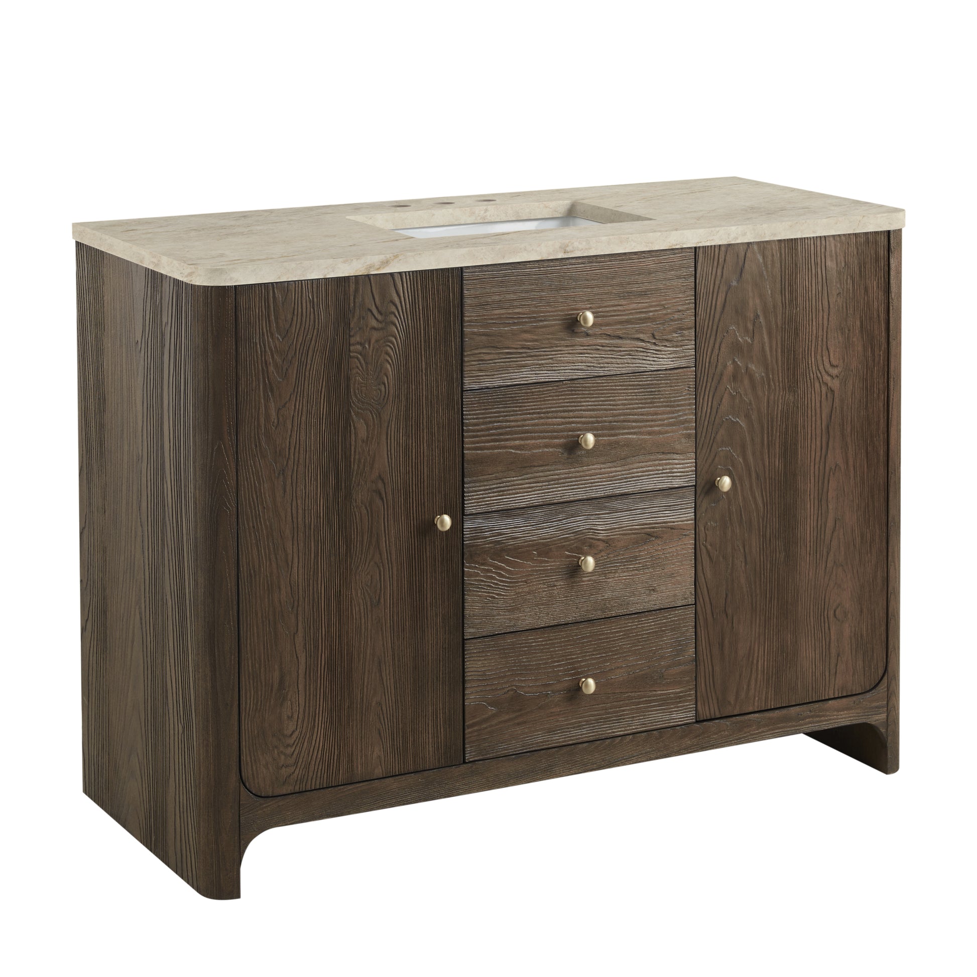 Renovate for Less Atlanta Gracyn 48" Single Vanity, Sable, w/ 3 CM Tajnar Eclos Widespread Top