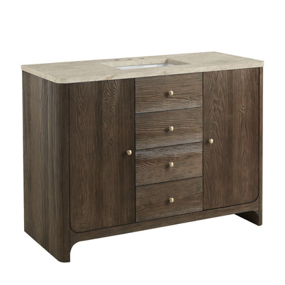 Renovate for Less Atlanta Gracyn 48" Single Vanity, Sable, w/ 3 CM Tajnar Eclos Widespread Top