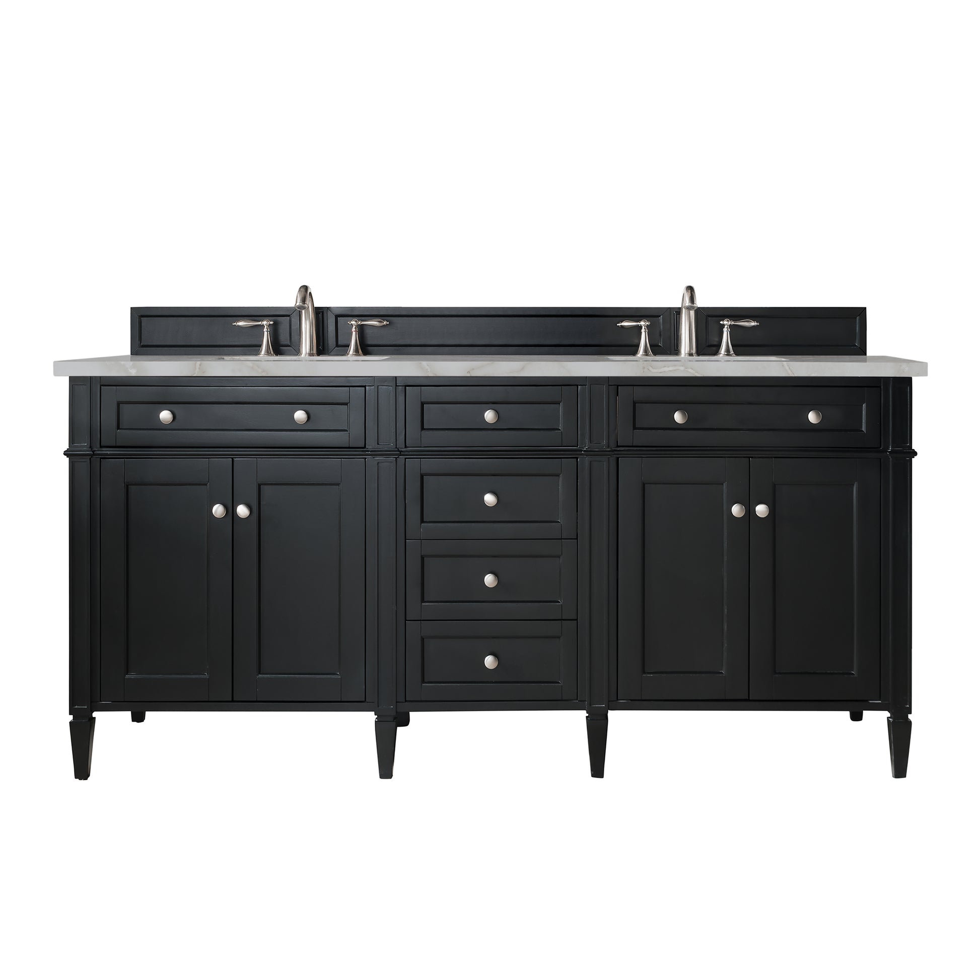 Renovate for Less Atlanta Brittany 72" Double Vanity, Black Onyx w/ 3 CM Victorian Silver Silestone Top