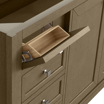 Renovate for Less Atlanta Chicago 60" Double Vanity, Walnut Whisper, w/ 3 CM Eternal Jasmine Pearl Silestone® Top