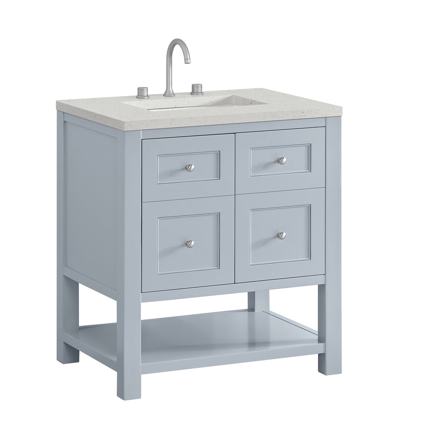 Renovate for Less Atlanta Breckenridge 30" Single Vanity, Serenity Blue, w/ 3 CM Lime Delight Quartz Top
